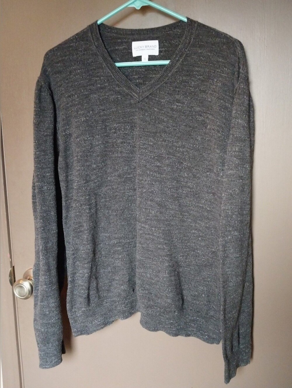 Lucky Brand Dark Heather Gray V-Neck Sweater